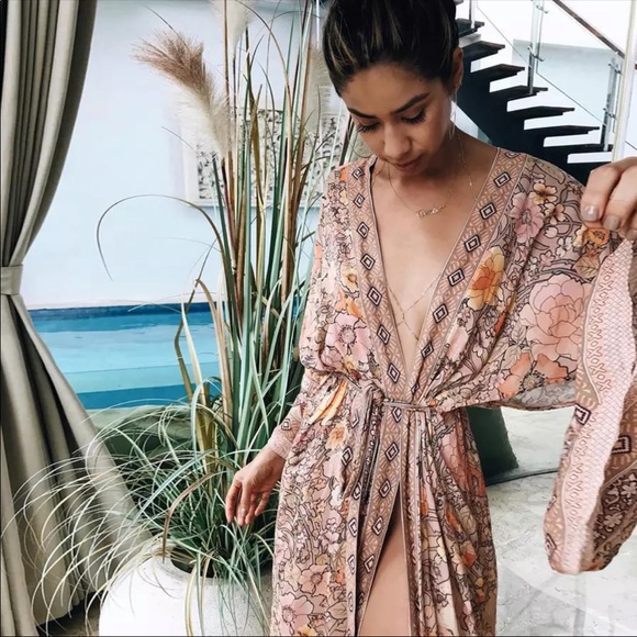 Restocking Amber Amethyst Boho Floral Maxi Kimono - Picture 3 of 8